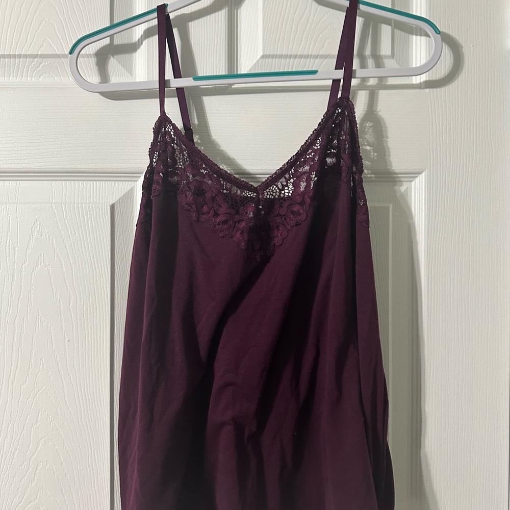 FLORA Intimates Plum Purple Lace Trim Camisole and Shorts Pajama Set Size XL - Picture 2 of 8